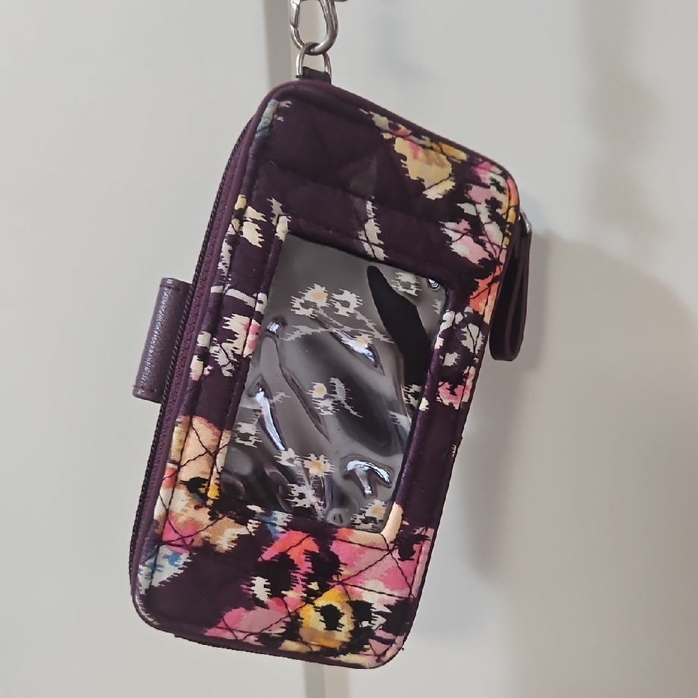 Vera Bradley Purple and Pink Wallet with Wrist Strap